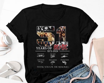 Camiseta gráfica de 51 años de AC/DC 1973-2024, camiseta de la banda de rock ACDC Tour 2024, camiseta exclusiva del aniversario de Acdc, Acdc Merch, camiseta de regalo para fans de Acdc