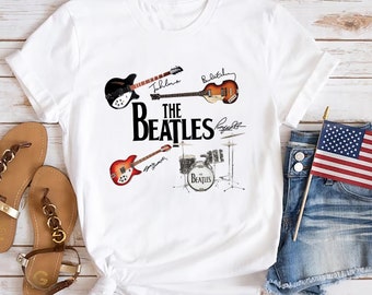 Instruments The Beatles Signature T-Shirt, Rock Band The Beatles 90s Vintage Shirt, The Beatles Fan Gift Shirt, The Beatles Merch T-Shirt