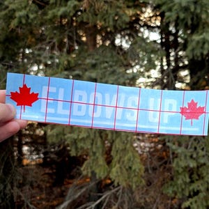 Elbows Up Canadian Car Decal- Red and White Canada Vehicle Sticker with Maple Leaf, I Love Canada, Support Canadian Car Sticker for Window