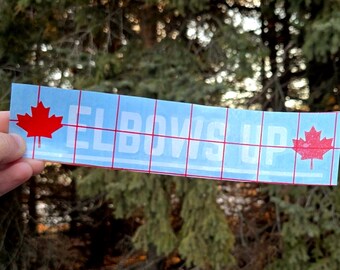 Elbows Up Canadian Car Decal: Maple Leaf Vehicle Sticker