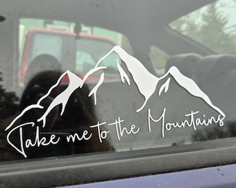 Berg Silhouette Vinyl Auto Aufkleber, Bring mich in die Berge Aufkleber für Auto, Aufkleber für Fahrzeuge, Fenster Aufkleber, Camper RV Aufkleber Livree