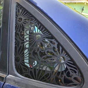 Flower Pattern Car Decal Matte Black -Daisies Sticker for Car Quarter Window, Flower Pattern Decal for Vehicle Door, Window Cover Car Livery