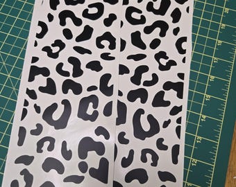 Matte Black Leopard Print Vinyl B Pillar Wrap 2 PACK for Car, Truck and SUV Door Decal, Animal Print Pattern, Women Car Livery Accessory
