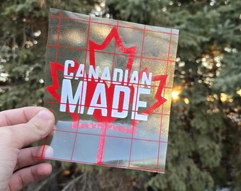 Canadian Made Maple Leaf Heart Car Decal- Canadian Sticker for Car, Red And White, Windshield Decal, Support Canada Sticker, Canadian