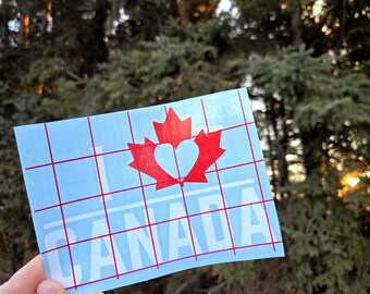 I Heart Canada Maple Leaf Car Decal: Red and White Vehicle Sticker