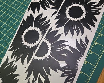 Matte Black Sunflower Vinyl B Pillar Wrap 2 PACK for Car, Truck and SUV Door Decal, Sunflowers Pattern, Floral Car Livery Accessory