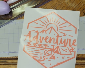 Adventure Awaits Car Decal Vinyl Sticker for Travel Enthusiasts, Adventure Vehicle Sticker, Decal For Camper, Windshield Sticker