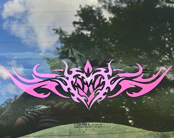 Heart Tramp Stamp Car Decal, Tribal Style Wings and Heart Vinyl Sticker for Vehicle, 11 by 3.2 Inch
