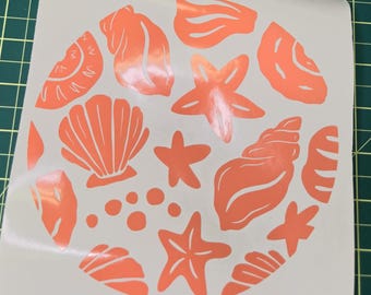 Adhesivo para la tapa del depósito de combustible con diseño de conchas marinas para coche, pegatina de vinilo para vehículo, adhesivos para el depósito de gasolina de SUV con diseño de conchas marinas tropicales