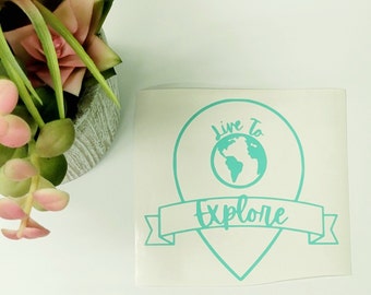 custom car decal, personalized sticker for vehicle, adventure and explore, wall art for explorers, sticker for water bottle