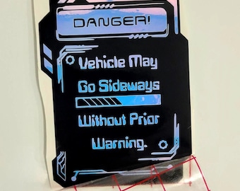Calcomanía holográfica de vinilo negro para coche, "PELIGRO: El vehículo puede desviarse", 9,5 x 13 cm. Divertida calcomanía para coche, pegatina de 2 capas, regalo para amantes de los coches.