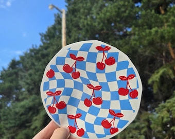 Fuel Door Decal for Car - Cherry Checkerboard Pattern Vinyl Car Decal for Gas Cap Cover on Vehicle SUV Size Options, Car Livery Sticker