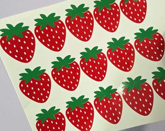 Strawberry Vinyl Decals - Cute Strawberry Car Decals, Sticker for Laptop, Vinyl Window Decal, Kitchen Decor Sticker, Strawberries