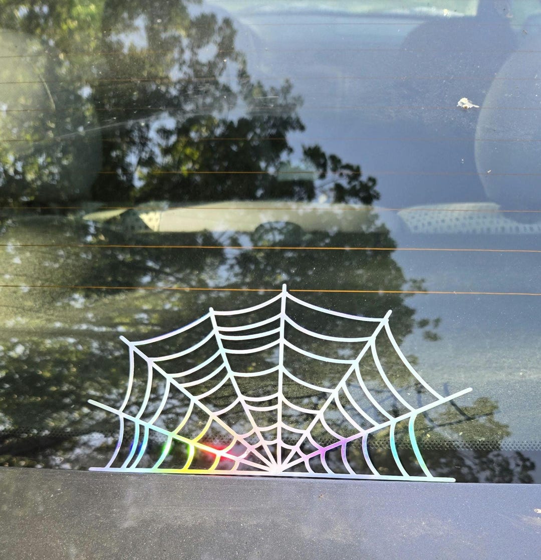 Holographic Spider Web Vinyl Decal 2 Pack - Half Web Vinyl Sticker for ...