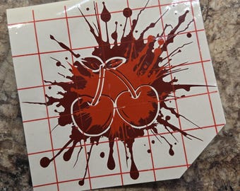 Cherry Splatter Vinyl Decal - Adhesive Vinyl Sticker for Cars, Windshield sticker for Vehicle, Two Tone Red Cherry Sticker, Window Decal