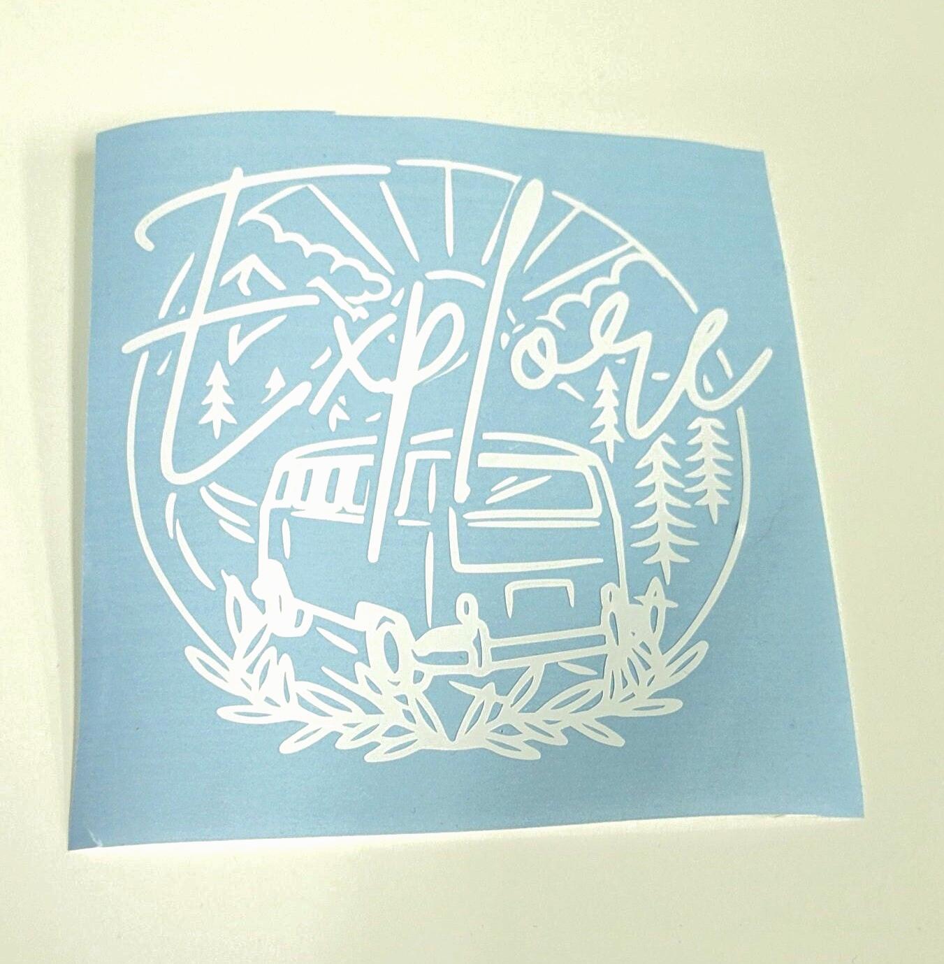 EXPLORE Adventure Vinyl Car Decal, Custom Color Camper Sticker, Vehicle ...