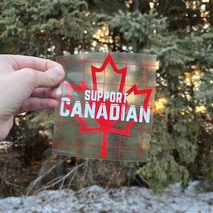 Support Canadian Maple Leaf Heart Car Decal- Canadian Sticker for Car, Red And White Vehicle Window Decal, Support Canada Sticker