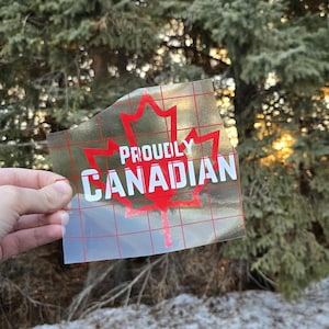 Proudly Canadian Maple Leaf Heart Car Decal- Canadian Sticker for Car, Red And White Canada Vehicle Window Decal, Support Canada Sticker