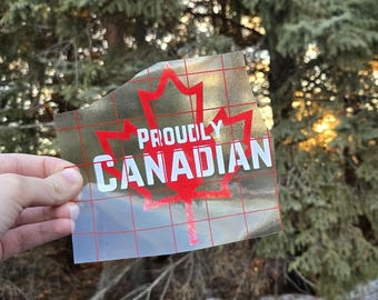 Proudly Canadian Maple Leaf Heart Car Decal- Canadian Sticker for Car, Red And White Canada Vehicle Window Decal, Support Canada Sticker