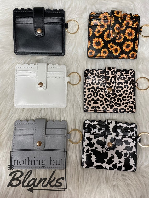 Wristlet Keychain Wallet Faux Leather Etsy