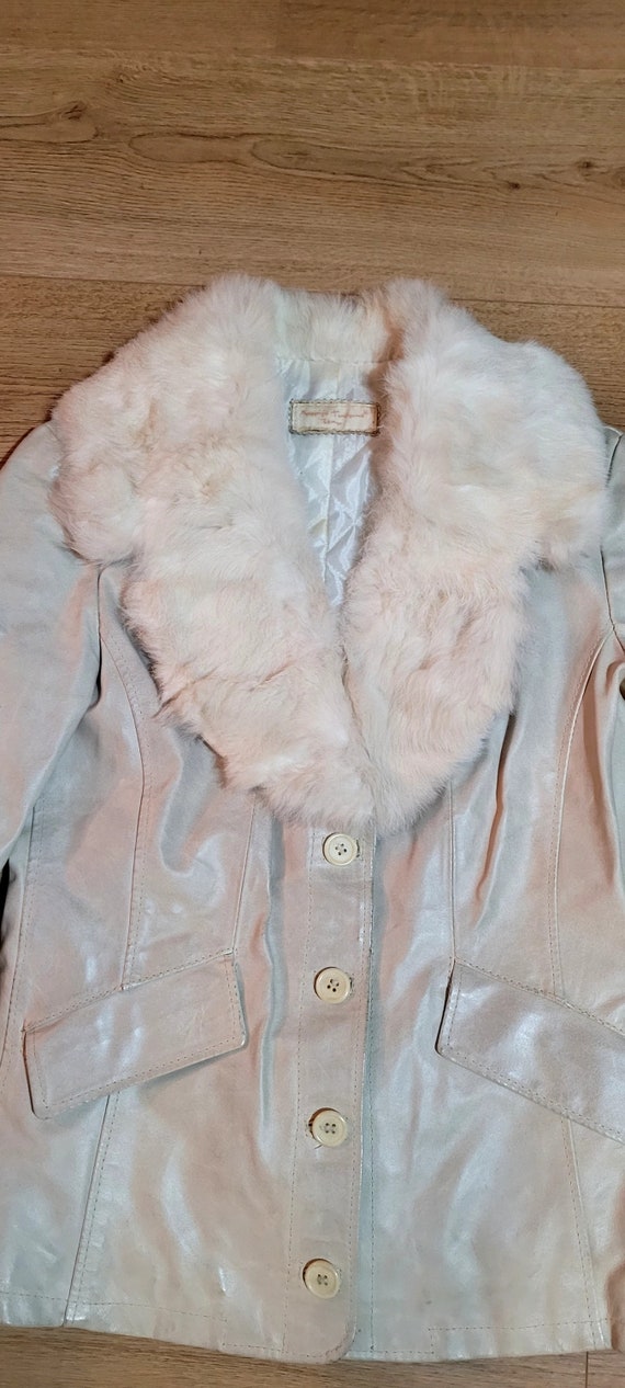 Vintage Leather Jacket,Leather Jacket with Fur on… - image 3