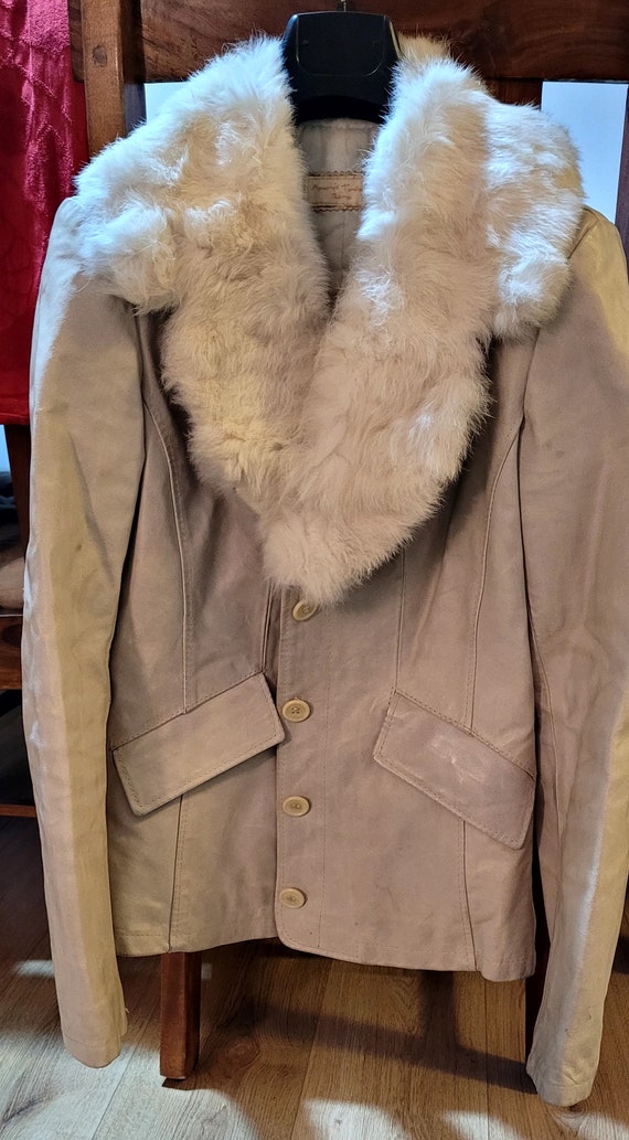 Vintage Leather Jacket,Leather Jacket with Fur on… - image 8