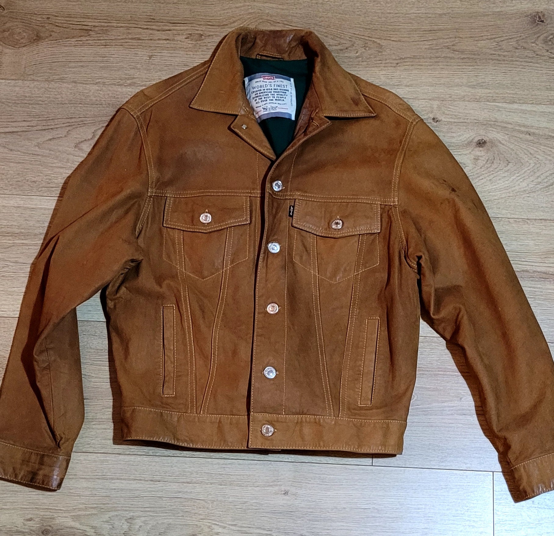 90s Levis  used leather jacket L