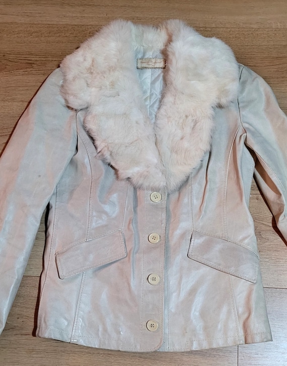 Vintage Leather Jacket,Leather Jacket with Fur on… - image 1