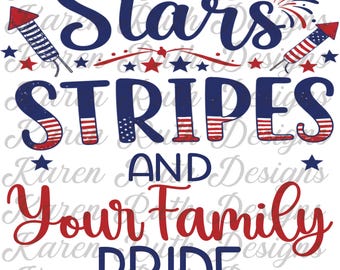 Personalized Stars and Stripes Family Shirt DTF Transfer - 4th of July