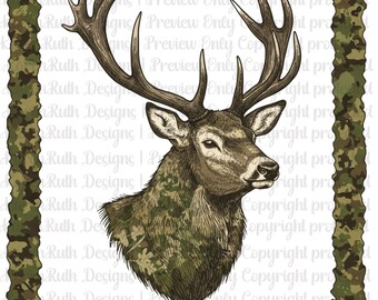 Deer Camo DTF Transfer: Hunting Camouflage, Ready to Press