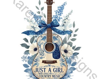 Country Music Guitar DTF: Ready to Press T-Shirt Design