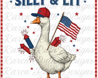 Patriotic Goose 4th of July Shirt Transfer: Silly & Lit DTF Ready to Press