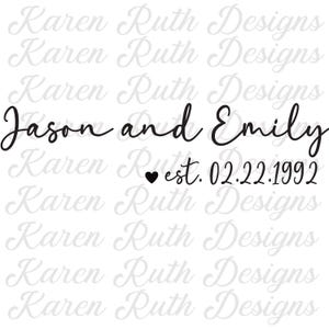 Personalized DTF Transfer with Names and Est. Year | Wedding or Anniversary Gift for Couples | Custom Heat Transfer for Shirts & Gifts