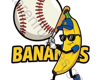 Banana Baseball DTF Transfer: Funny Sports Mascot, Ready to Press