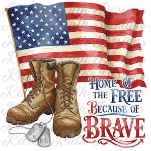 Land of the Free Because Of The Brave Design is a direct to Film Ready to Press Transfer Patriotic Shirt Transfer Direct To Film 4th of July