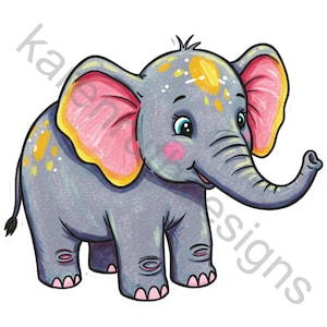 Cute Elephant DTF Direct to Film Ready to Press Transfer, Vintage Children Nursery DTF, Colorful Unique Elephant DTF, Cheerful Rainbow dtf
