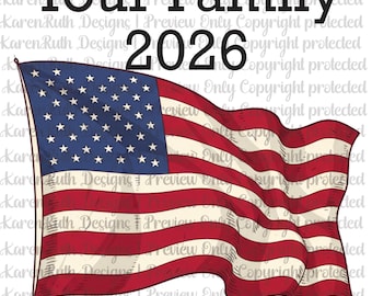 Personalized Patriotic Family DTF Transfer: Custom American Flag Design