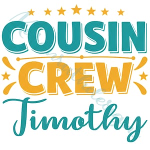 Cousin Crew Personalized DTF Transfer – Direct to Film Ready to Press Tranfer for Shirts, Custom Family Matching Design