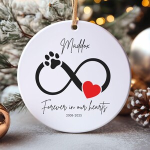 Pet Memorial Ornament | Personalized Dog Memorial Ornament | Dog Loss Ornament | Pet Memorial Gift | Forever in our Hearts | Custom Dog
