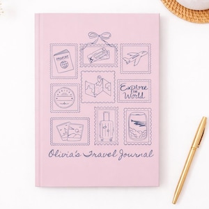 Diario de viaje mundial, diario de vacaciones personalizado, regalo de recuerdo de viaje, cuaderno de viajes de aventura, regalo para amantes de los viajes para ella