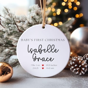 Custom Baby First Christmas Ornament, Personalized Baby&#39;s First Christmas, Baby Keepsake, Christmas Gift, Personalized Newborn Ornament
