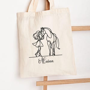 fourre-tout personnalisé en toile à thème cheval | Cadeau personnalisé pour les amateurs de chevaux | Cadeau pour amoureux des chevaux | Cadeaux pour cavaliers | fourre-tout équestre |