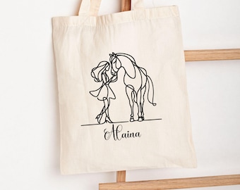 Sacola de lona personalizada para cavalos | Presente personalizado para amantes de cavalos | Presente para amantes de cavalos | Presentes para equestres | Sacola equestre |