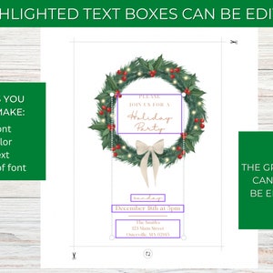 Printable Holiday Party Invitation Template | Editable Template ...