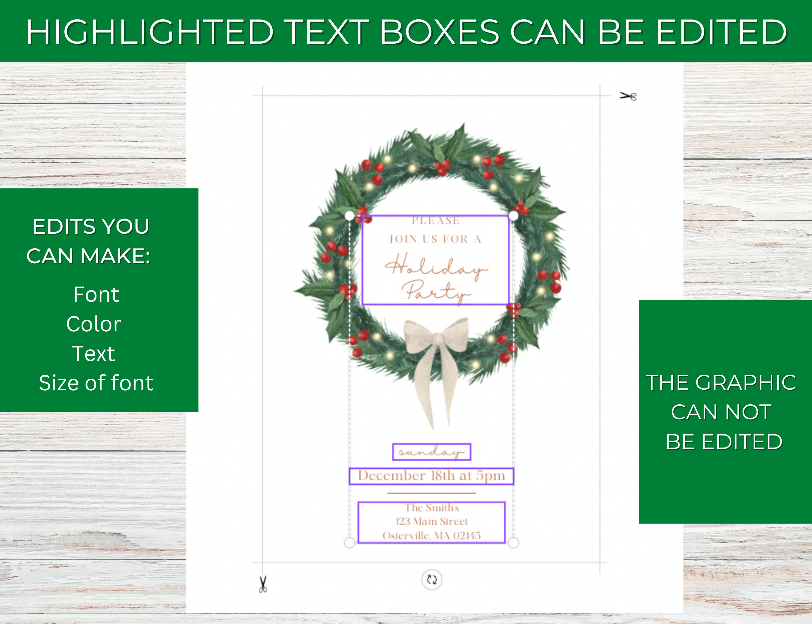 Printable Holiday Party Invitation Template | Editable Template ...