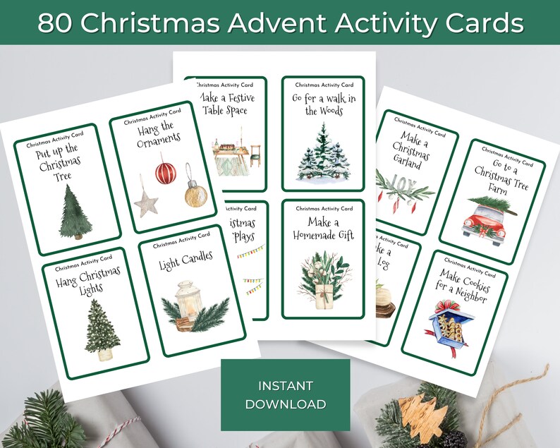 Christmas Advent Activity Cards Printable Advent Cards Family Advent