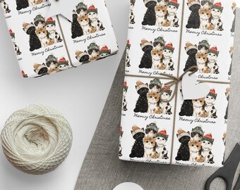 Christmas Cat Wrapping Paper, Cat Christmas Gift Wrap, Cat Wrapping Paper, Kitten Wrapping Paper, Cute Wrapping Paper, Holiday Gift Wrap