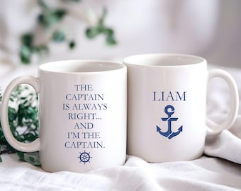 Der Kapitän hat immer Recht und ich bin der Kapitän | Individuelle Kapitän Tasse | Geschenk für den Vatertag | Geschenk für Mann | Geschenk für Bootsbesitzer |
