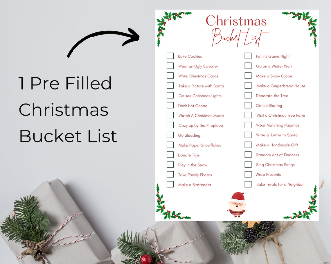 Christmas Bucket List Printable Holiday Family Fun to Do Etsy