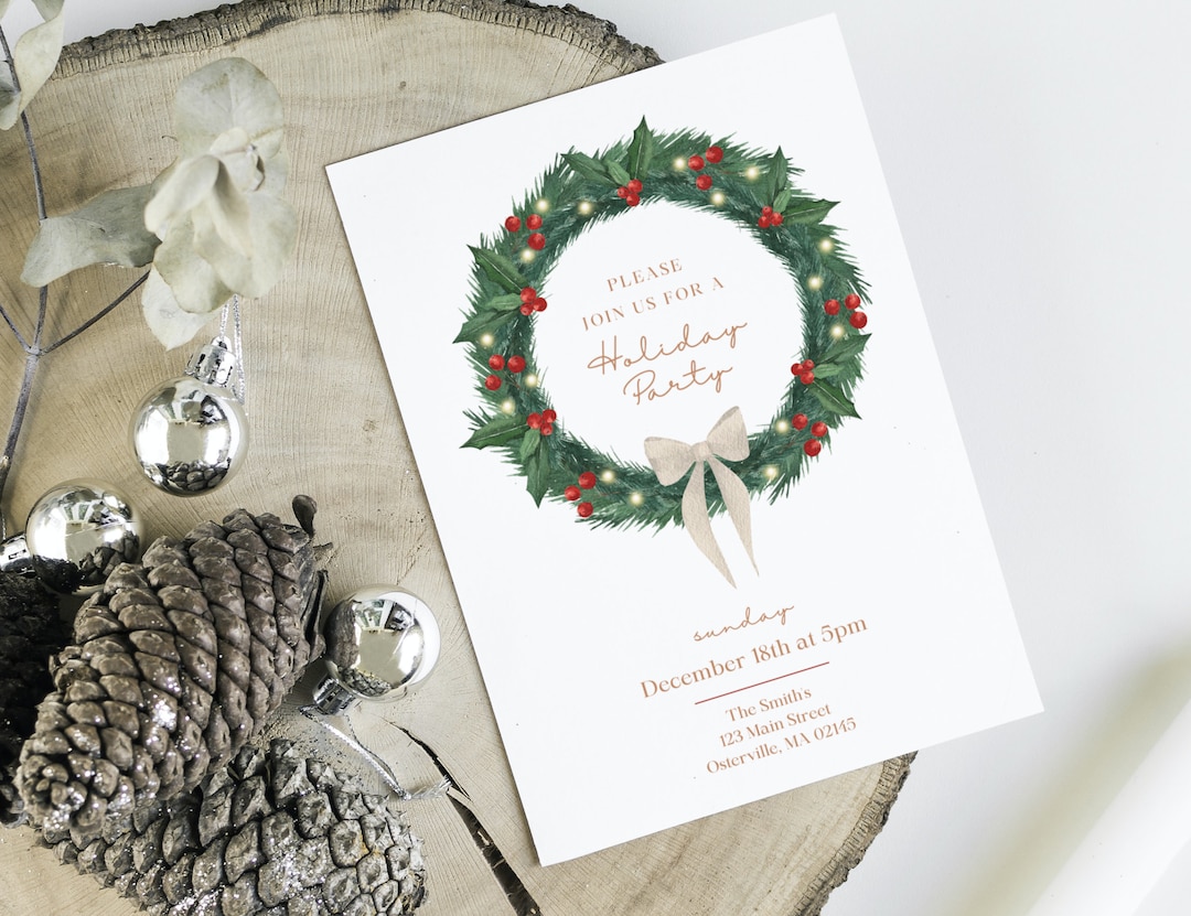 Printable Holiday Party Invitation Template | Editable Template ...